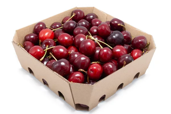 Barqueta de cartón Kraft Cruda con cerezas - ENBOX