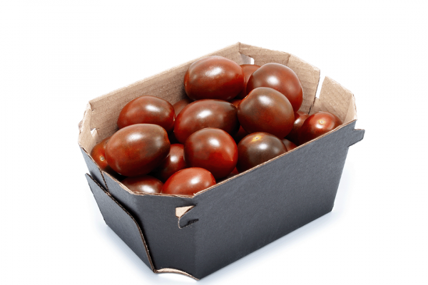 Barqueta de cartón negra con tomates - ENBOX