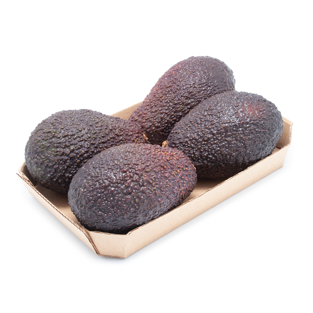 Barqueta de cartón cruda con cuatro aguacates - ENBOX