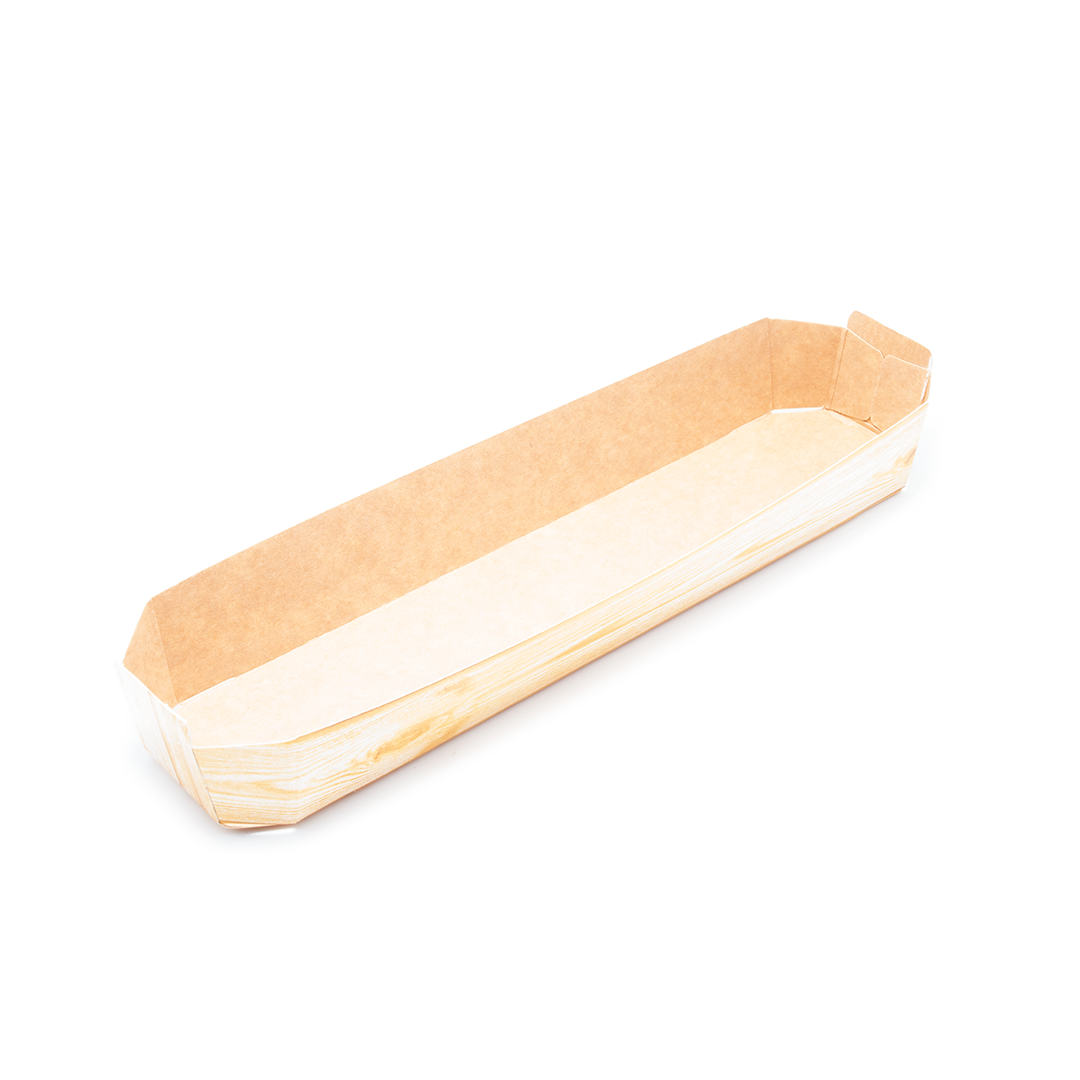 BARQUETA DE CARTÓN HORTOFRUTÍCOLA 225x50x30 OCTOGONAL ABIERTA KRAFT 350 MADERA - Envase