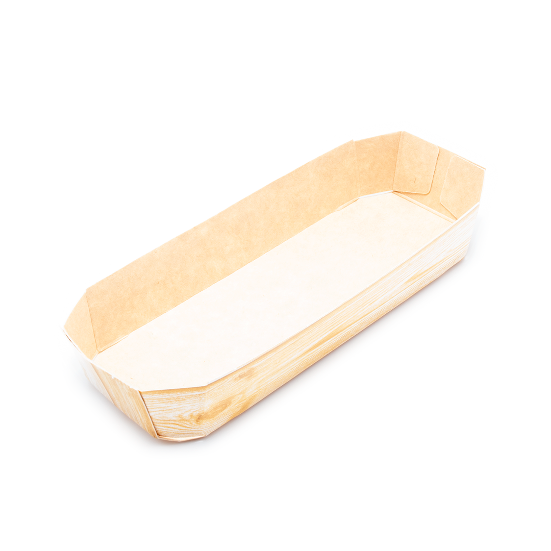 BARQUETA DE CARTÓN HORTOFRUTÍCOLA 180x64x30 OCTOGONAL ABIERTA KRAFT 350 MADERA - Envase