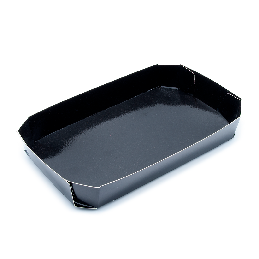 BARQUETA DE CARTÓN HORTOFRUTÍCOLA 175x105x25 OCTOGONAL ABIERTA KRAFT 315 NEGRA - Envase
