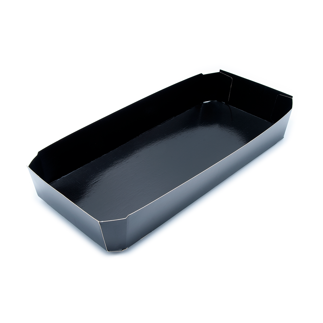 BARQUETA DE CARTÓN HORTOFRUTÍCOLA 270x123x40 OCTOGONAL ABIERTA KRAFT 315 NEGRA - Envase