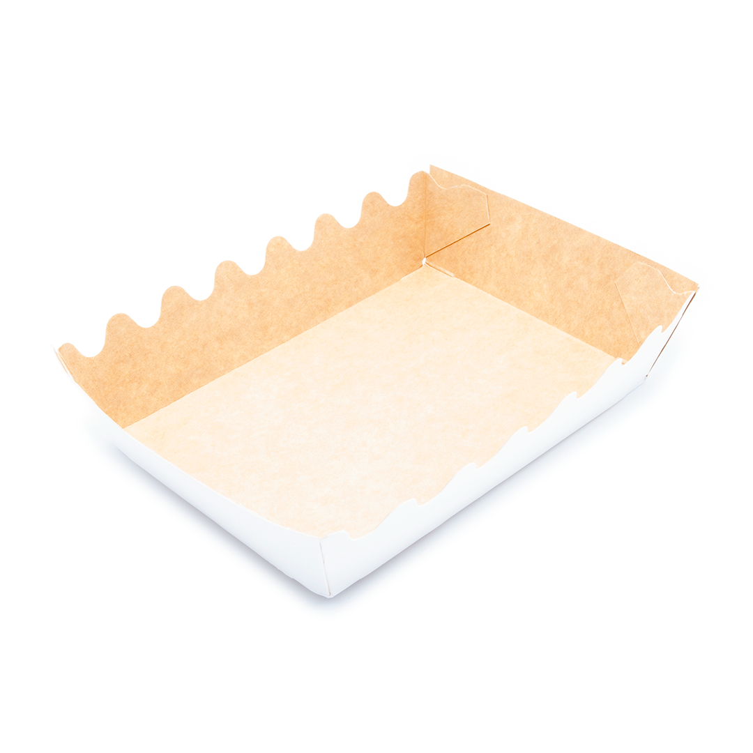 BARQUETA DE CARTÓN HORTOFRUTÍCOLA 165x115x40 RECTA ABIERTA KRAFT 315 BLANCA - Envase