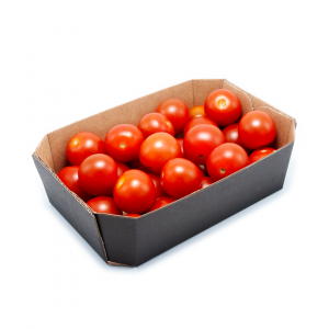 BARQUETA DE CARTÓN HORTOFRUTÍCOLA 175x115x50 OCTOGONAL ABIERTA ONDULADO MICROCANAL NEGRA