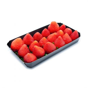BARQUETA DE CARTÓN HORTOFRUTÍCOLA 230x123x25 OCTOGONAL ABIERTA KRAFT 315 NEGRA