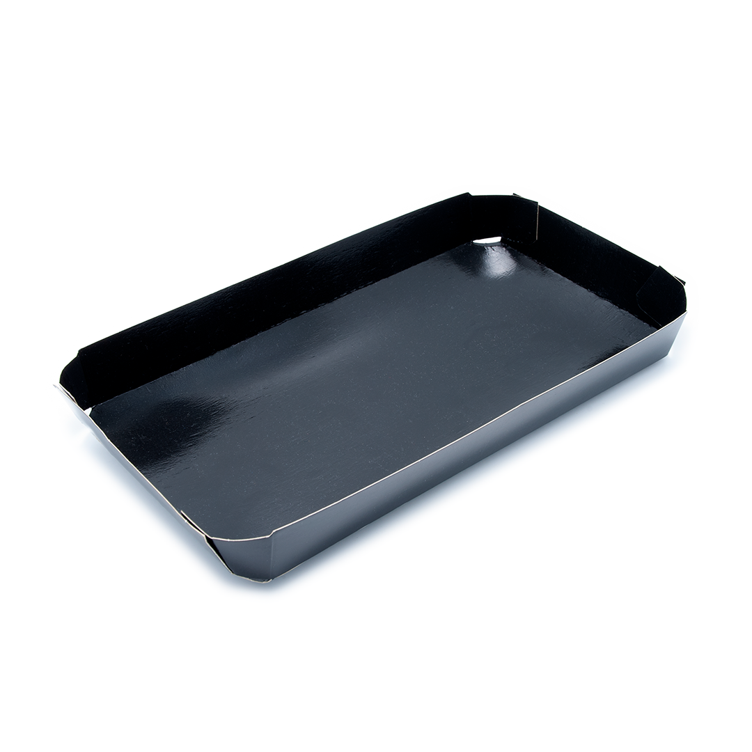 BARQUETA DE CARTÓN HORTOFRUTÍCOLA 230x123x25 OCTOGONAL ABIERTA KRAFT 315 NEGRA - Envase