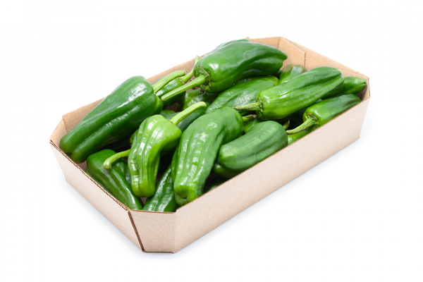 Barqueta de cartón abierta octogonal cruda con pimientos - ENBOX