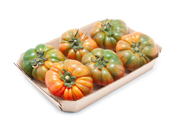 Barqueta de cartón abierta microcanal cruda con tomates - ENBOX