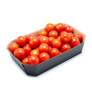 BARQUETA DE CARTÓN HORTOFRUTÍCOLA 175x105x40 OCTOGONAL ABIERTA ONDULADO MICROCANAL NEGRA