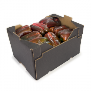 CAJA DE CARTÓN HORTOFRUTÍCOLA 400x300x220/170 RECTA TEJADILLO ONDULADO BC C4 NEGRA