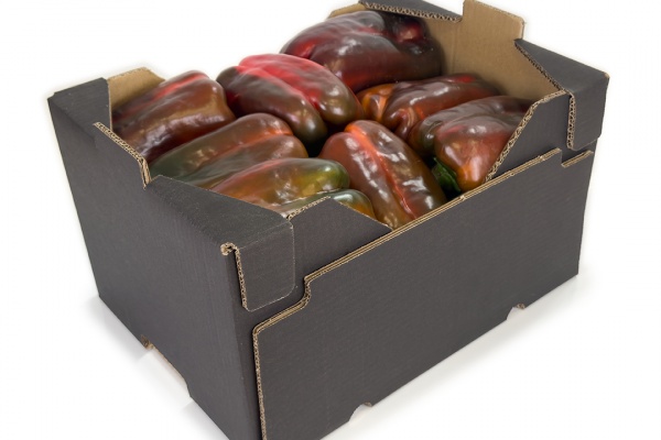 Caja de cartón recta con tejadillo con pimientos rojos - ENBOX