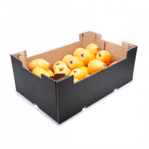CAJA DE CARTÓN HORTOFRUTÍCOLA 300x200x115 RECTA COLUMNA ONDULADO EB C2 NEGRA