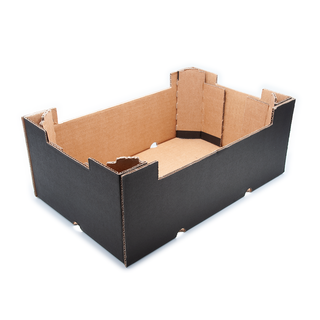 CAJA DE CARTÓN HORTOFRUTÍCOLA 300x200x115 RECTA COLUMNA ONDULADO EB C2 NEGRA - Envase