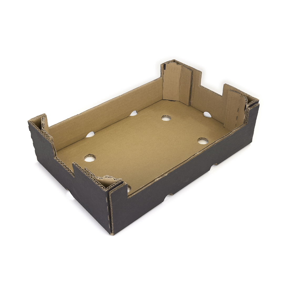 CAJA DE CARTÓN HORTOFRUTÍCOLA 400x260x105 RECTA COLUMNA ONDULADO BC C4 NEGRA - Envase