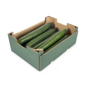 CAJA DE CARTÓN HORTOFRUTÍCOLA 400x300x145/115 RECTA COLUMNA ONDULADO BC C4 VERDE