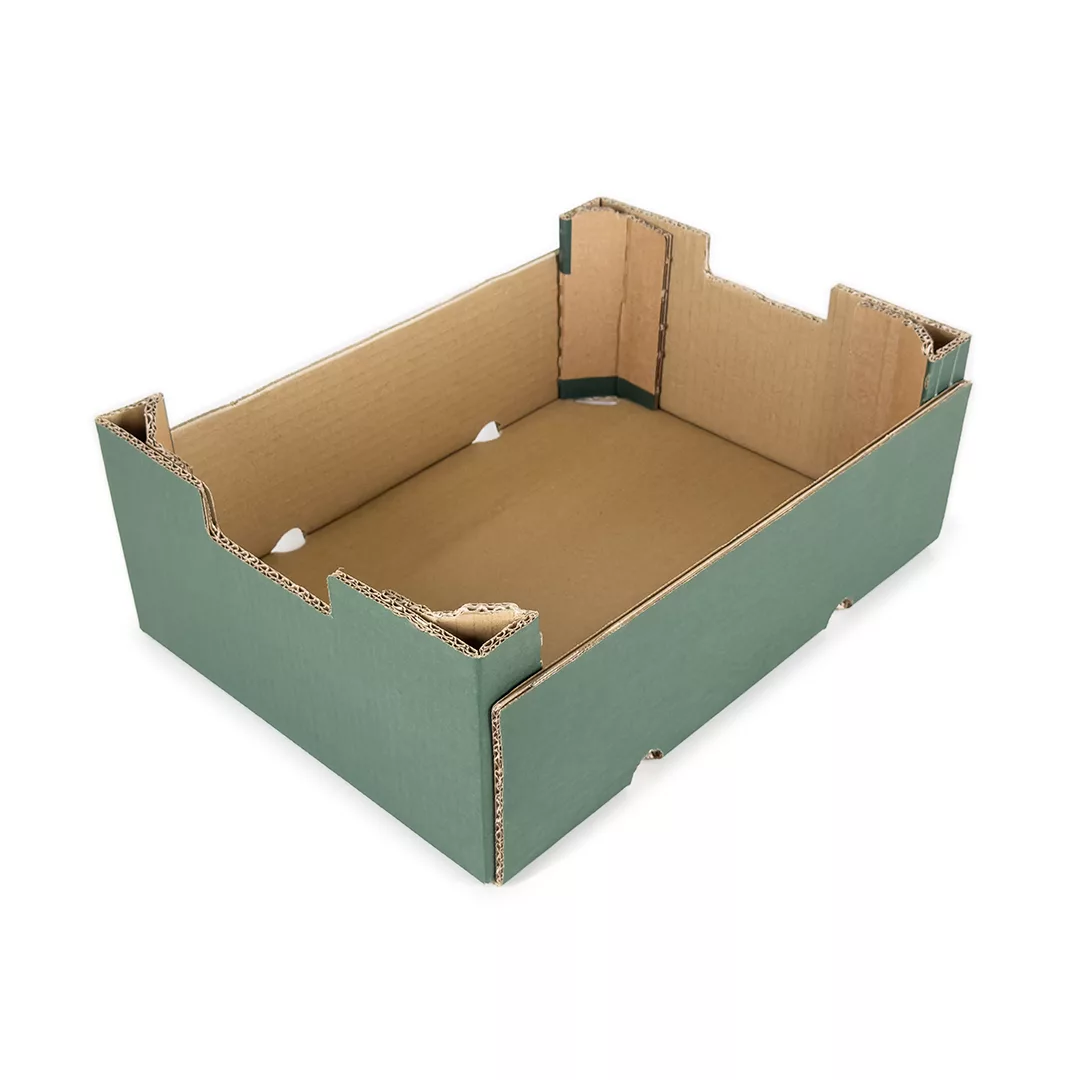 CAJA DE CARTÓN HORTOFRUTÍCOLA 400x300x145/115 RECTA COLUMNA ONDULADO BC C4 VERDE - Envase