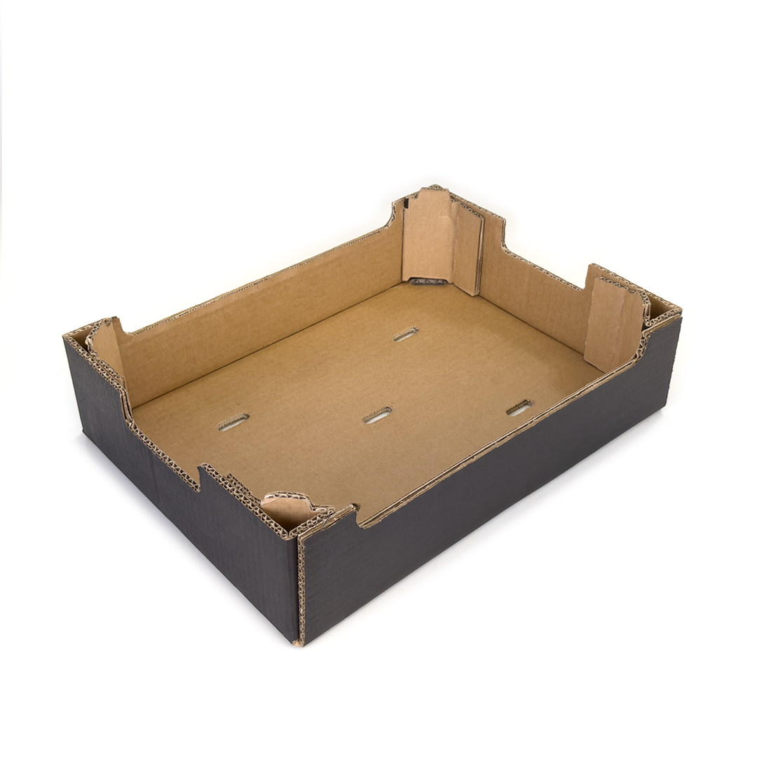 CAJA DE CARTÓN HORTOFRUTÍCOLA 400x300x95 RECTA COLUMNA ONDULADO BC C5 NEGRA - Envase