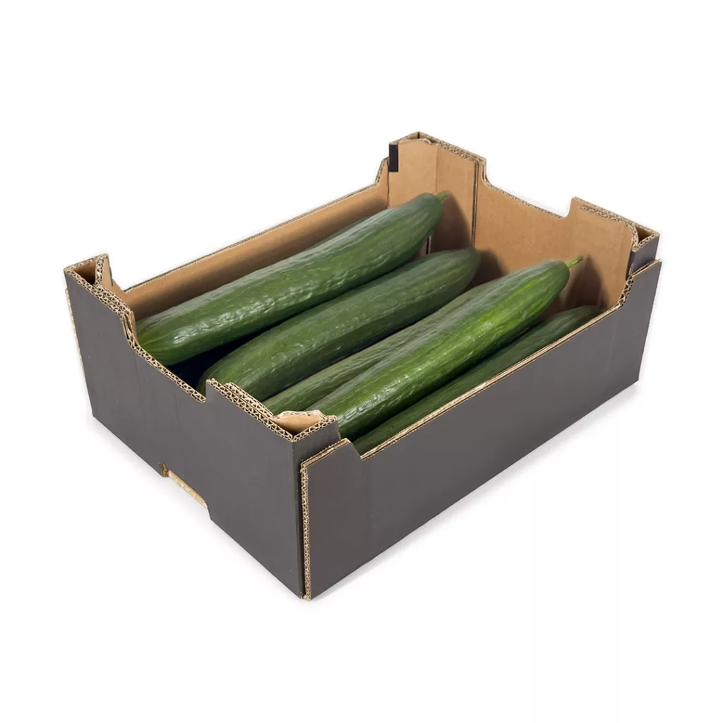 CAJA DE CARTÓN HORTOFRUTÍCOLA 400x300x128 RECTA COLUMNA ONDULADO BC C4 NEGRA