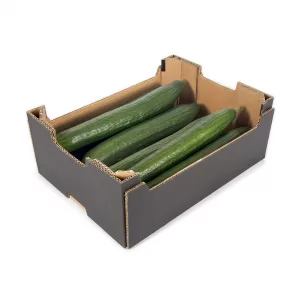 CAJA DE CARTÓN HORTOFRUTÍCOLA 400x300x128 RECTA COLUMNA ONDULADO BC C4 NEGRA