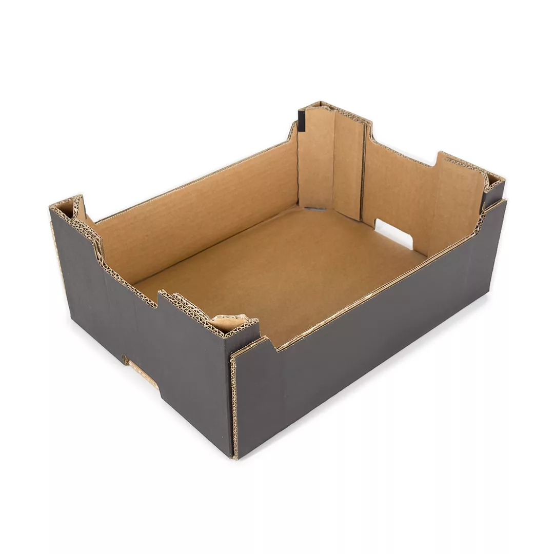 CAJA DE CARTÓN HORTOFRUTÍCOLA 400x300x128 RECTA COLUMNA ONDULADO BC C4 NEGRA - Envase