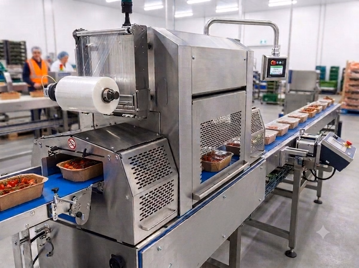 Línea de termosellado con bandejas Synergy de cartón Kraft para frutas y hortalizas — ENBOX