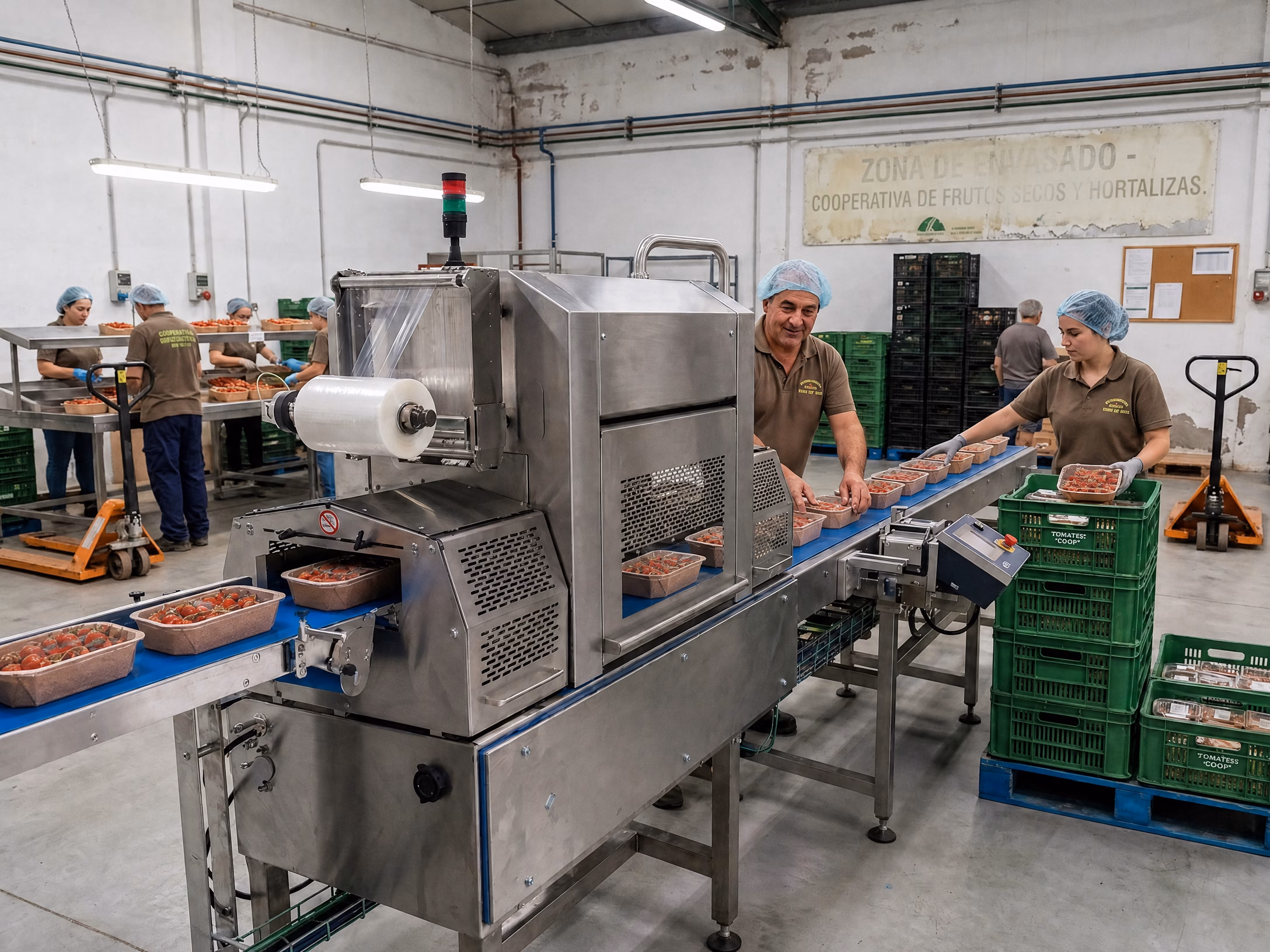 Línea de termosellado con barquetas FieldPack en cooperativa hortofrutícola
